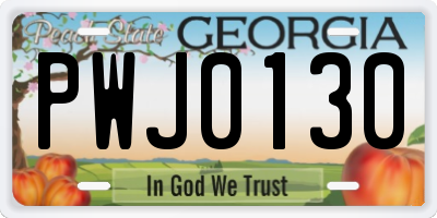 GA license plate PWJ0130