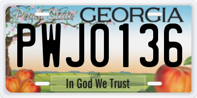GA license plate PWJ0136