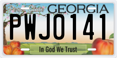 GA license plate PWJ0141