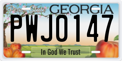 GA license plate PWJ0147