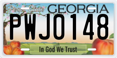 GA license plate PWJ0148
