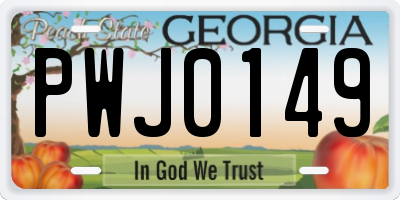 GA license plate PWJ0149