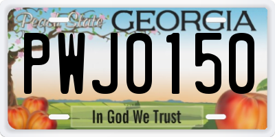 GA license plate PWJ0150