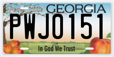 GA license plate PWJ0151