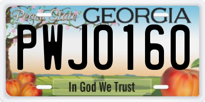 GA license plate PWJ0160