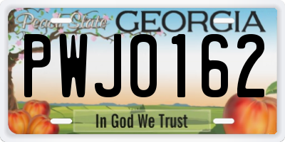 GA license plate PWJ0162