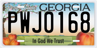 GA license plate PWJ0168