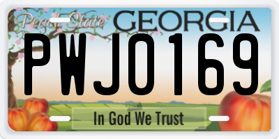 GA license plate PWJ0169