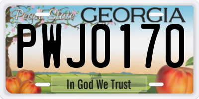 GA license plate PWJ0170