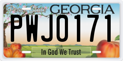 GA license plate PWJ0171