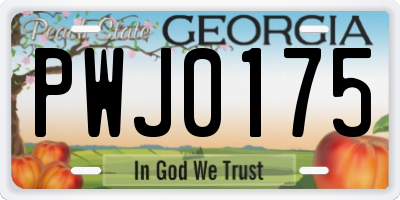 GA license plate PWJ0175