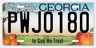 GA license plate PWJ0180