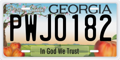 GA license plate PWJ0182