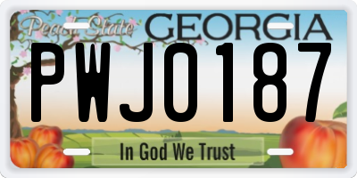 GA license plate PWJ0187