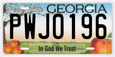 GA license plate PWJ0196