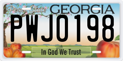 GA license plate PWJ0198
