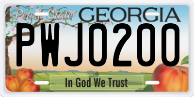 GA license plate PWJ0200
