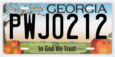 GA license plate PWJ0212