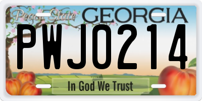 GA license plate PWJ0214