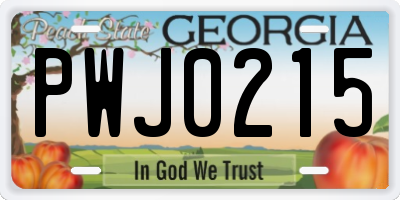 GA license plate PWJ0215