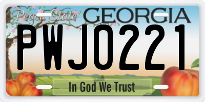 GA license plate PWJ0221