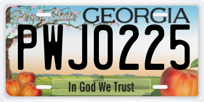GA license plate PWJ0225