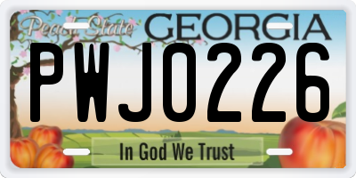 GA license plate PWJ0226