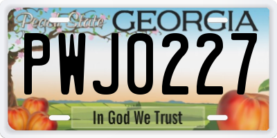 GA license plate PWJ0227