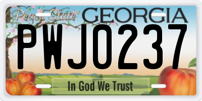 GA license plate PWJ0237