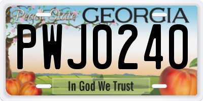 GA license plate PWJ0240