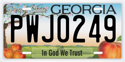 GA license plate PWJ0249