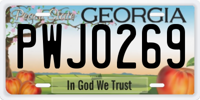 GA license plate PWJ0269