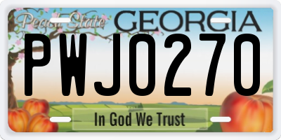 GA license plate PWJ0270