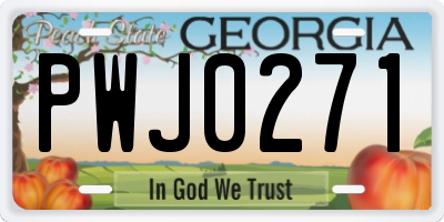 GA license plate PWJ0271