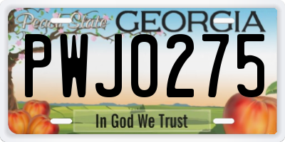 GA license plate PWJ0275