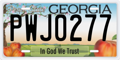 GA license plate PWJ0277