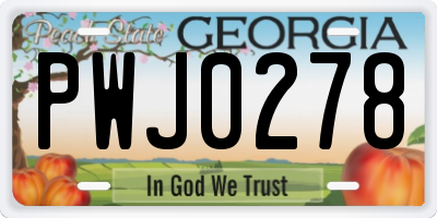 GA license plate PWJ0278