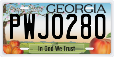 GA license plate PWJ0280