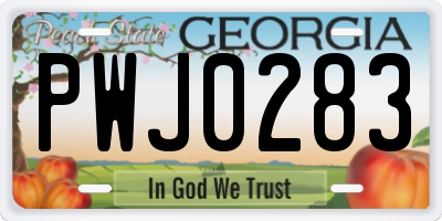 GA license plate PWJ0283
