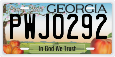 GA license plate PWJ0292