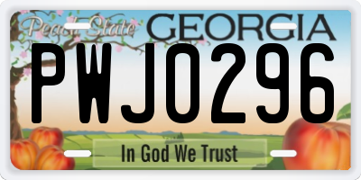 GA license plate PWJ0296