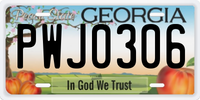 GA license plate PWJ0306