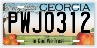 GA license plate PWJ0312