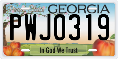 GA license plate PWJ0319
