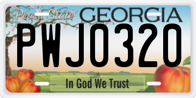 GA license plate PWJ0320