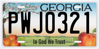 GA license plate PWJ0321