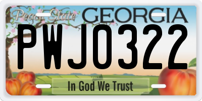 GA license plate PWJ0322
