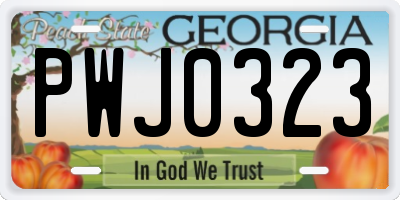 GA license plate PWJ0323