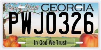 GA license plate PWJ0326