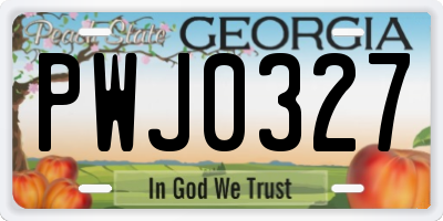 GA license plate PWJ0327